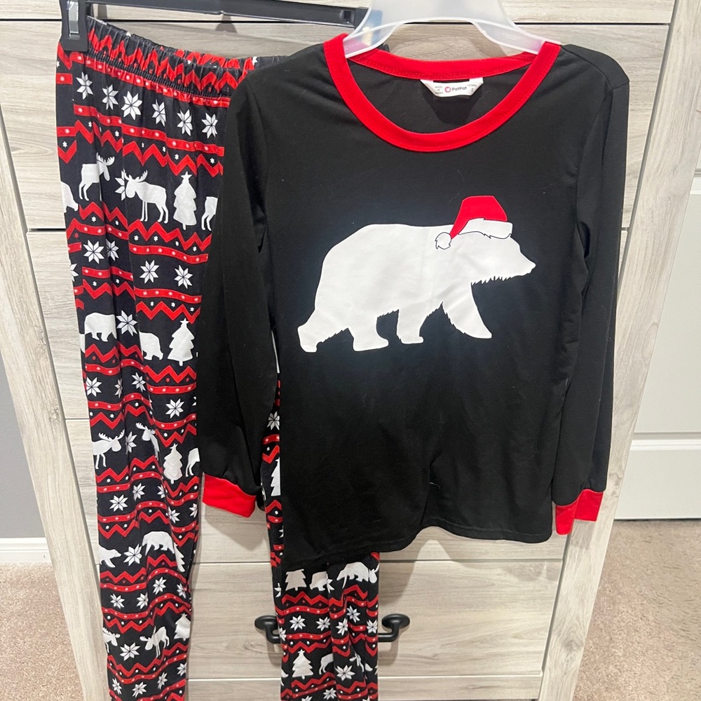 Festive Polar Bear Women’s Pajamas - Black and Red